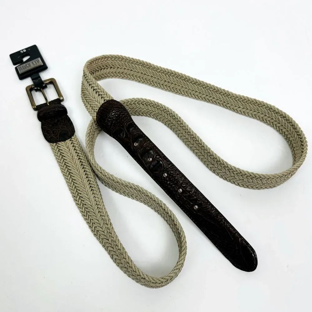 NWT Marco LTD Men's Nautical Woven Cotton Braided Leather Belt 58